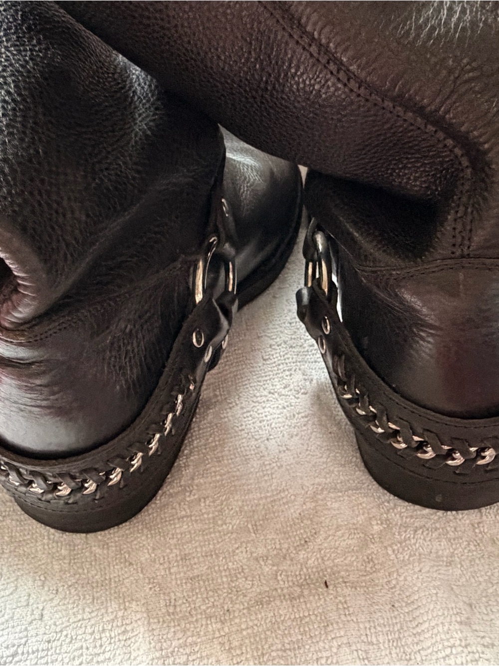 Frye Black Leather Harness Jenna Knee-High Boots - Picture 4 of 8